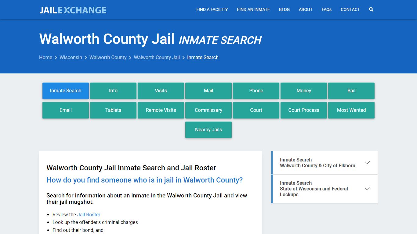 Inmate Search: Roster & Mugshots - Walworth County Jail, WI