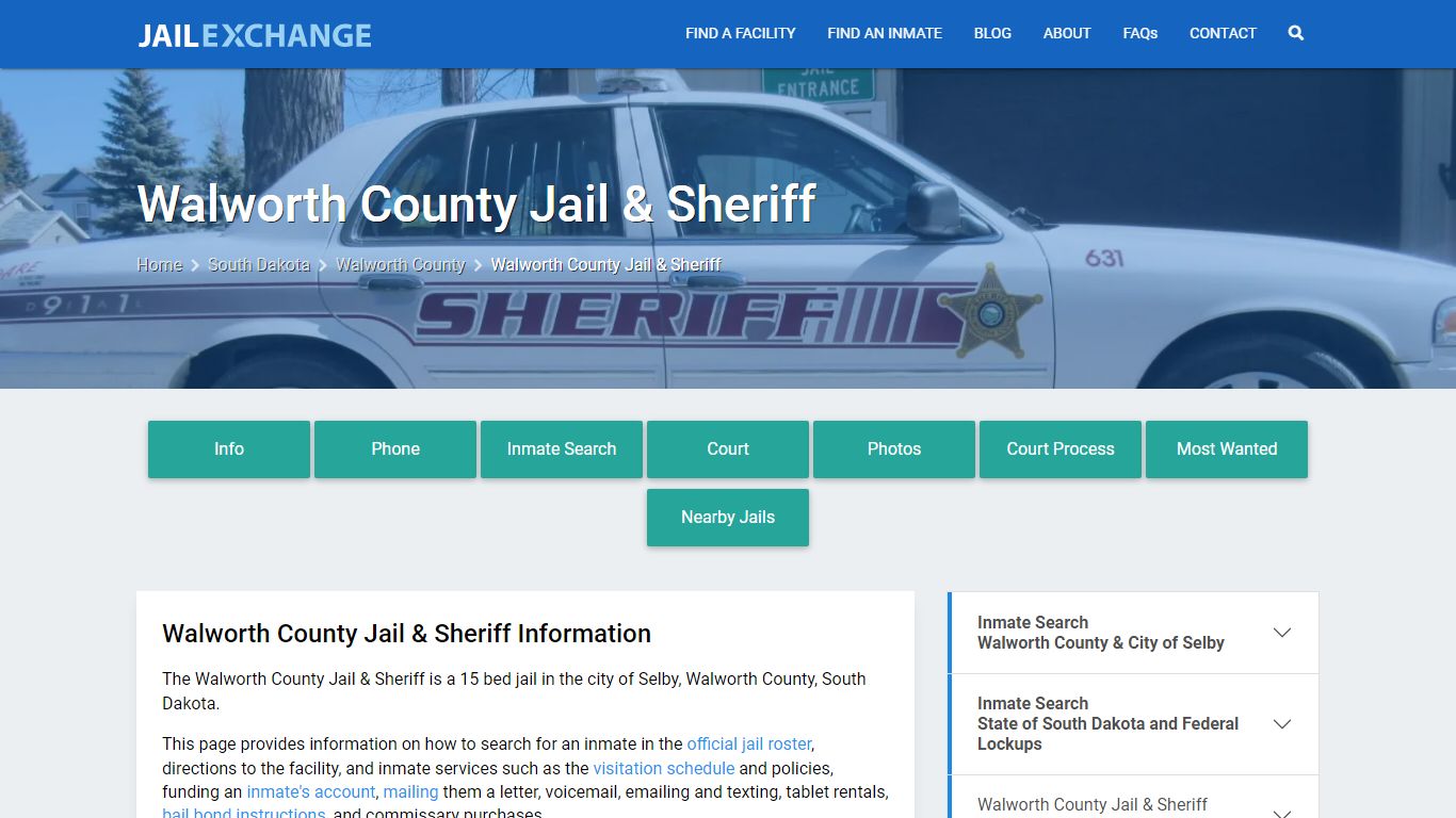 Walworth County Jail & Sheriff, SD Inmate Search, Information