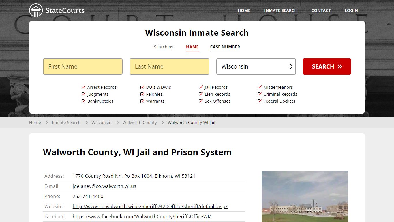 Walworth County WI Jail Inmate Records Search, Wisconsin - StateCourts
